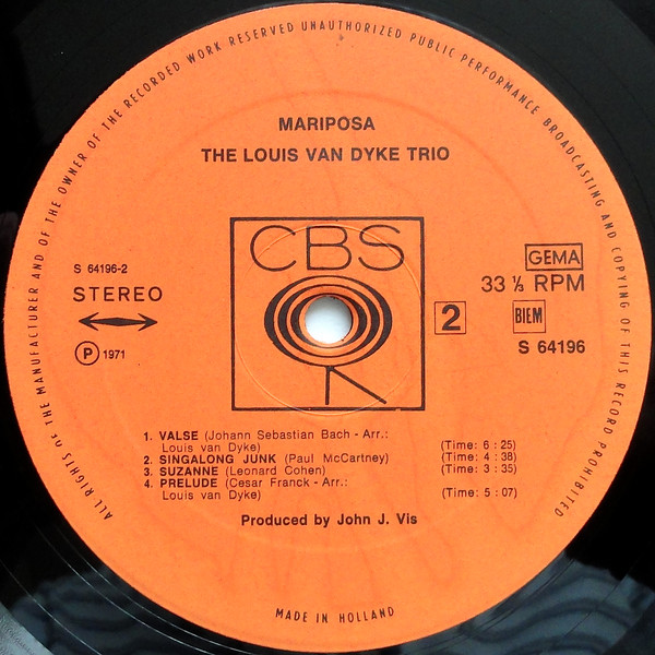 Louis van Dijk - Mariposa | CBS (S 64196) - 4 Louis van Dijk - Mariposa | CBS (S 64196) - 4