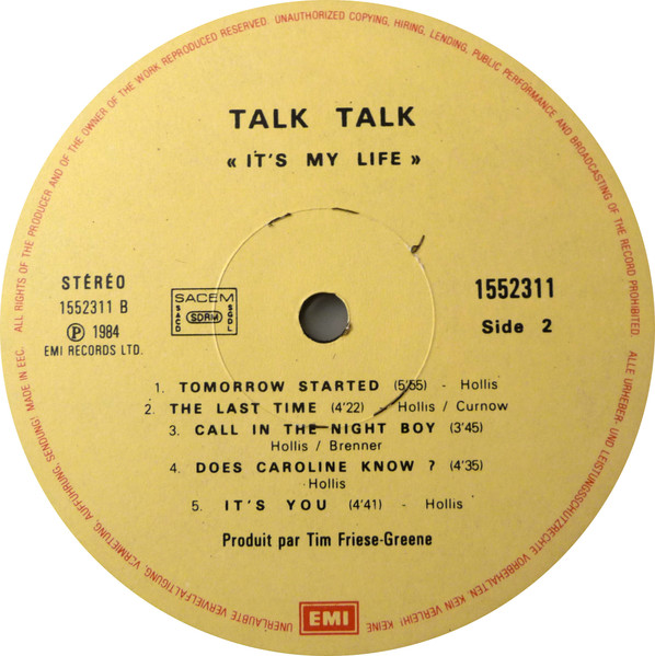 Talk Talk - It's My Life | EMI (1552311) - 4 Talk Talk - It's My Life | EMI (1552311) - 4
