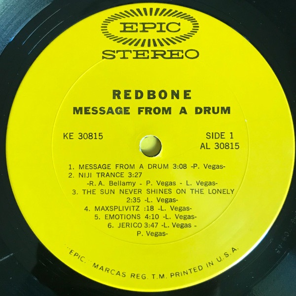 Redbone - Message From A Drum | Epic (KE 30815) - 4