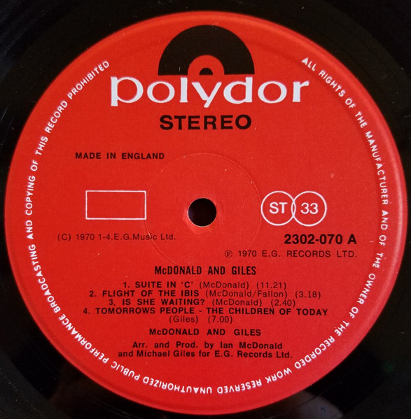 McDonald & Giles - McDonald And Giles | Polydor (2302 070) - 3