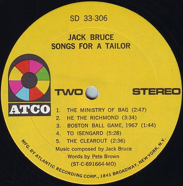 Jack Bruce - Songs For A Tailor | Atco Records (SD 33-306) - 4 Jack Bruce - Songs For A Tailor | Atco Records (SD 33-306) - 4