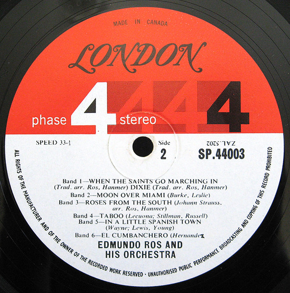 Edmundo Ros & His Orchestra - Bongos From The  South [Vinyl] | London Records (SP 44003) - 4
