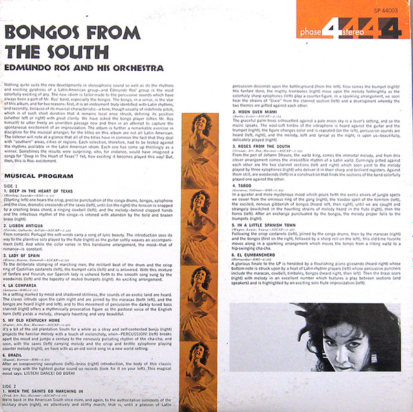 Edmundo Ros & His Orchestra - Bongos From The  South [Vinyl] | London Records (SP 44003) - 2