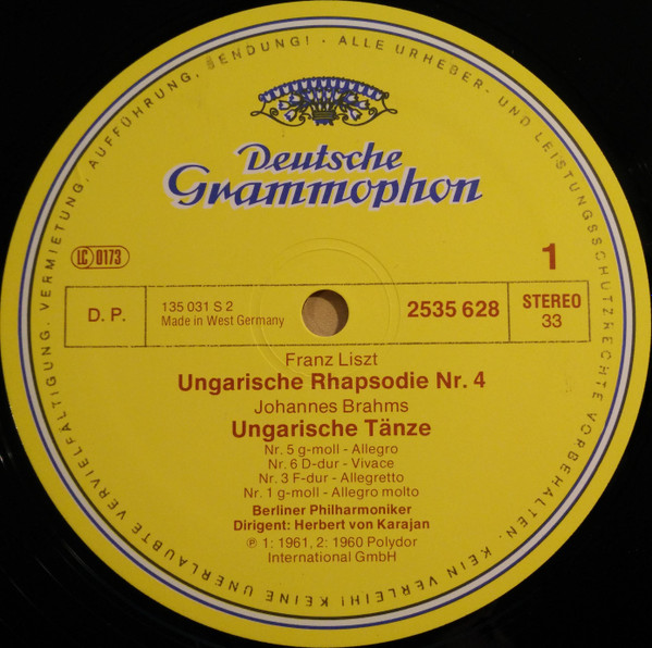 Herbert von Karajan - Ungarische Rhapsodie / Les Préludes / Ungarische Tänze | Deutsche Grammophon (2535 628) - 3