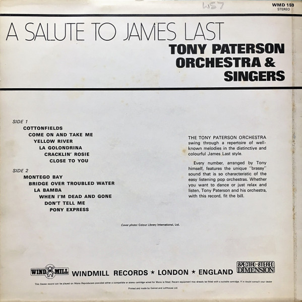 Tony Paterson Orchestra & Singers - A Salute To James Last | Windmill (WMD 159) - 2