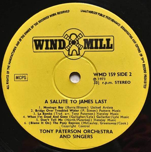 Tony Paterson Orchestra & Singers - A Salute To James Last | Windmill (WMD 159) - 4