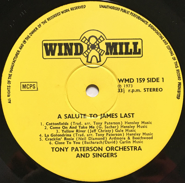 Tony Paterson Orchestra & Singers - A Salute To James Last | Windmill (WMD 159) - 3