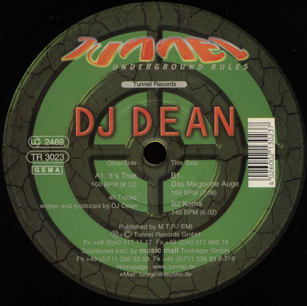 DJ Dean - It's True | Tunnel Records (TR 3023) - main