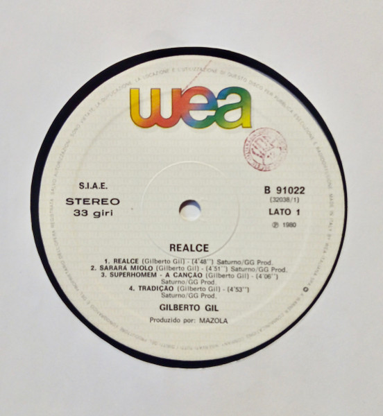 Gilberto Gil - Realce | WEA (B 91022) - 4