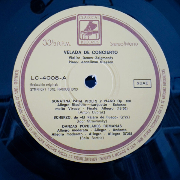 Denes Zsigmondy , Anneliese Nissen - Velada De Concierto | Classical Records (LC-4008) - 2