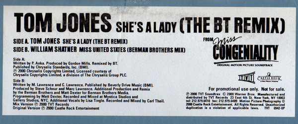 Tom Jones - She's A Lady (The BT Remix) | TVT Records (TVT 6942-0P)