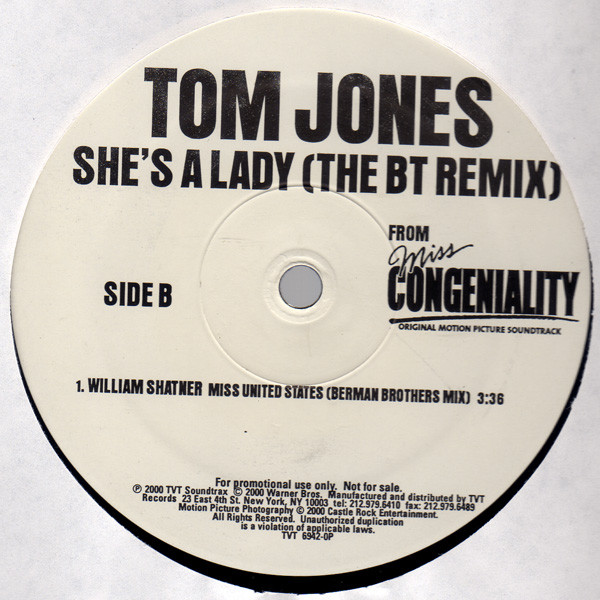 Tom Jones - She's A Lady (The BT Remix) | TVT Records (TVT 6942-0P) - 2 Tom Jones - She's A Lady (The BT Remix) | TVT Records (TVT 6942-0P) - 2