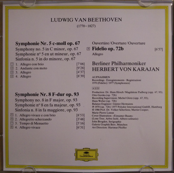 Ludwig van Beethoven / Herbert von Karajan / Berliner Philharmoniker - Symphonies Nos. 5 & 8 / Ouvertüre "Fidelio" | Deutsche Grammophon (419 051-2) - 4