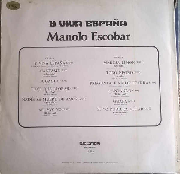 Manolo Escobar - Y Viva España | Belter (22.759) - 2