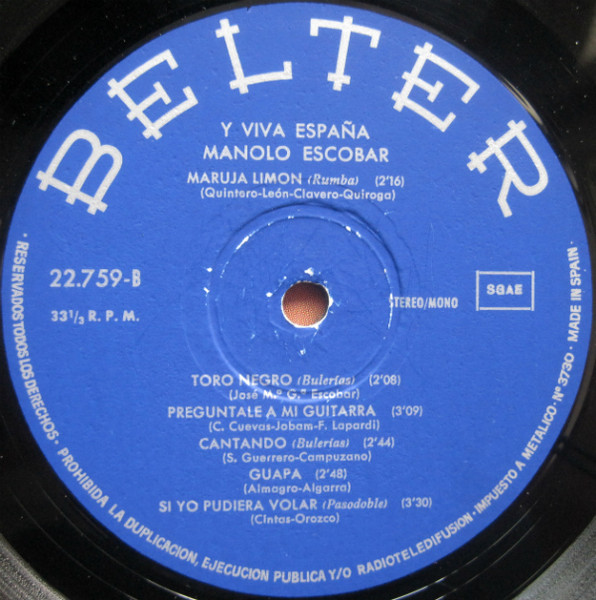 Manolo Escobar - Y Viva España | Belter (22.759) - 4