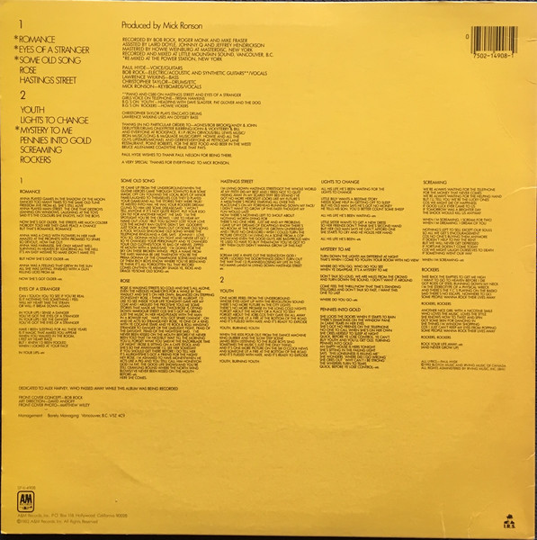 Payola$ - No Stranger To Danger | A&M Records (SP-6-4908) - 2 Payola$ - No Stranger To Danger | A&M Records (SP-6-4908) - 2