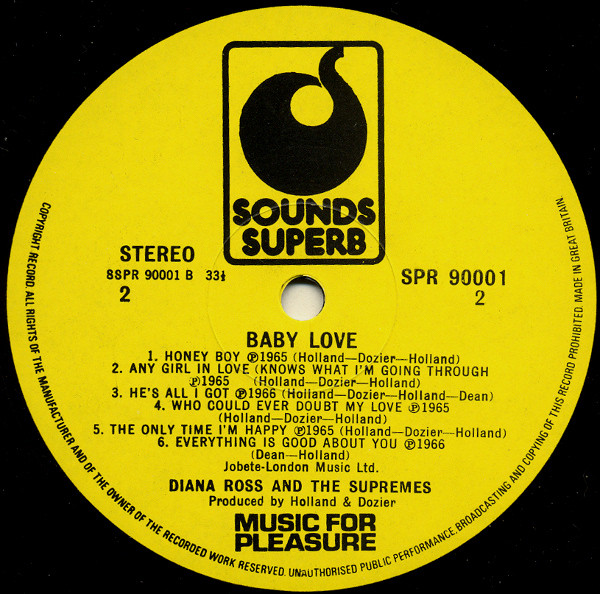 The Supremes - Baby Love | Music For Pleasure (SPR 90001) - 4