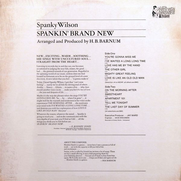Spanky Wilson - Spankin' Brand New | Mothers Records & The Snarf Company (MLPS-69) - 2