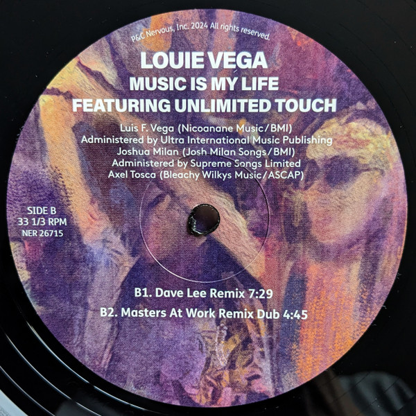 Louie Vega Featuring Unlimited Touch - Music Is My Life (Remixes By Masters At Work & Dave Lee) | Nervous Records (NER 26715) - 4 Louie Vega Featuring Unlimited Touch - Music Is My Life (Remixes By Masters At Work & Dave Lee) | Nervous Records (NER 26715) - 4