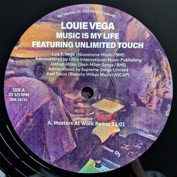 Louie Vega Featuring Unlimited Touch - Music Is My Life (Remixes By Masters At Work & Dave Lee) | Nervous Records (NER 26715) - 3 Louie Vega Featuring Unlimited Touch - Music Is My Life (Remixes By Masters At Work & Dave Lee) | Nervous Records (NER 26715) - 3