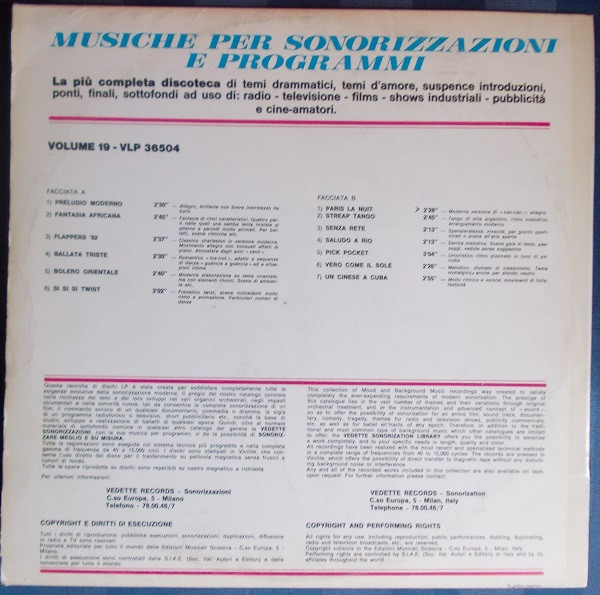 Armando Sciascia - Musiche Per Sonorizzazioni E Programmi Volume 19 | Vedette Records (VLP 36504) - 2 Armando Sciascia - Musiche Per Sonorizzazioni E Programmi Volume 19 | Vedette Records (VLP 36504) - 2