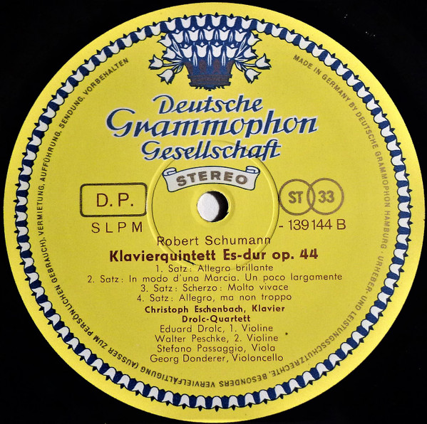 Robert Schumann , Christoph Eschenbach · Drolc-Quartett - Streichquartett A-dur • Klavierquintett Es-dur | Deutsche Grammophon (139 144) - 4