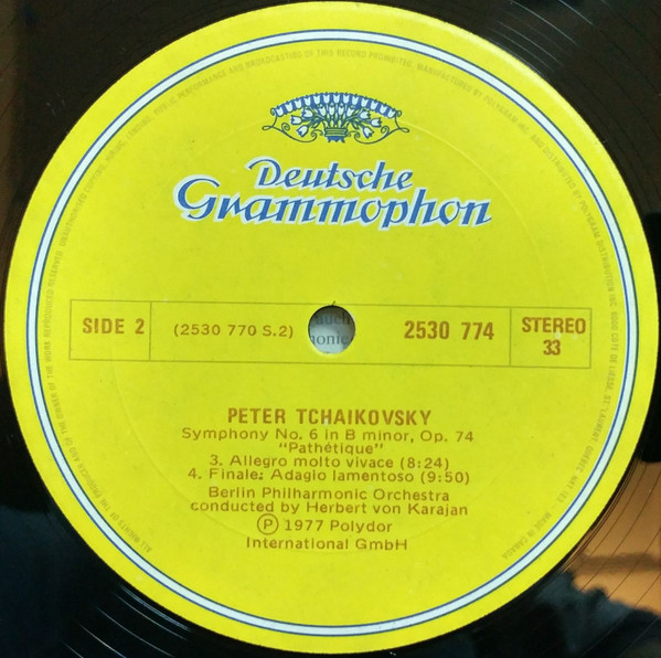 Pyotr Ilyich Tchaikovsky , Berliner Philharmoniker , Herbert Von Karajan - Symphonie Nr. 6 "Pathétique" [Vinyl] | Deutsche Grammophon (2530 774) - 4