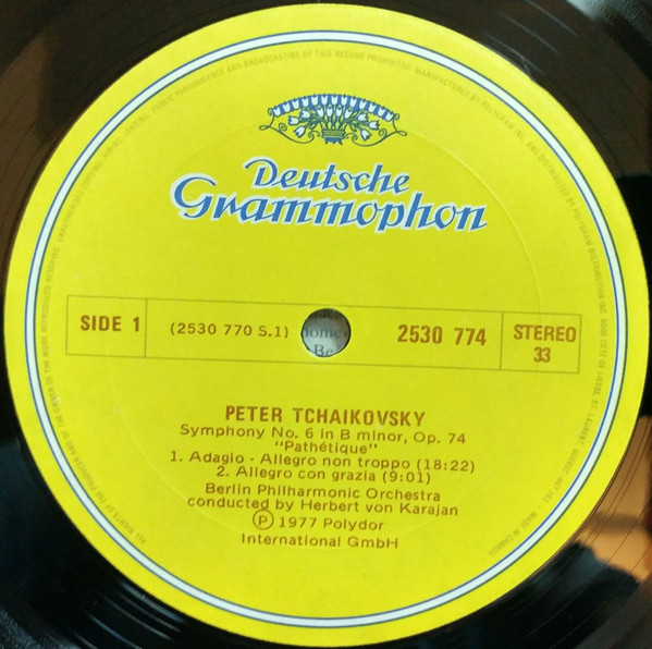 Pyotr Ilyich Tchaikovsky , Berliner Philharmoniker , Herbert Von Karajan - Symphonie Nr. 6 "Pathétique" [Vinyl] | Deutsche Grammophon (2530 774) - 3