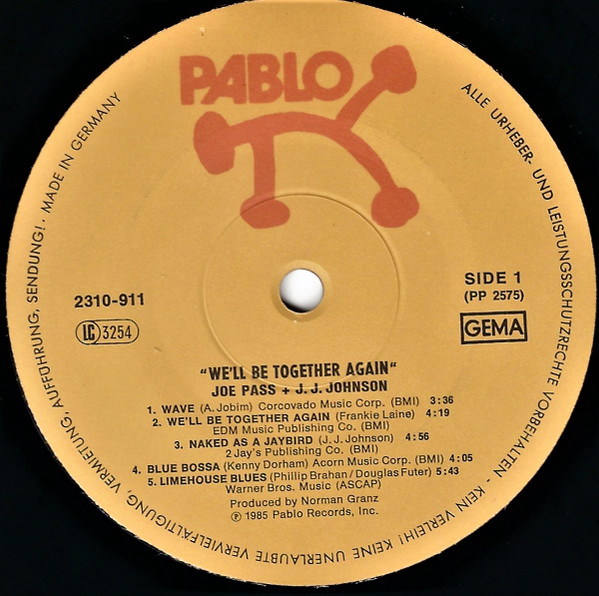 Joe Pass & J.J. Johnson - We'll Be Together Again | Pablo Records (2310-911) - 3 Joe Pass & J.J. Johnson - We'll Be Together Again | Pablo Records (2310-911) - 3