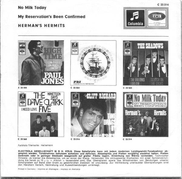 Herman's Hermits - No Milk Today | Columbia (C 23 314) - 2 Herman's Hermits - No Milk Today | Columbia (C 23 314) - 2