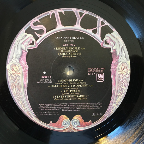 Styx - Paradise Theatre | A&M Records (32061 4) - 4 Styx - Paradise Theatre | A&M Records (32061 4) - 4