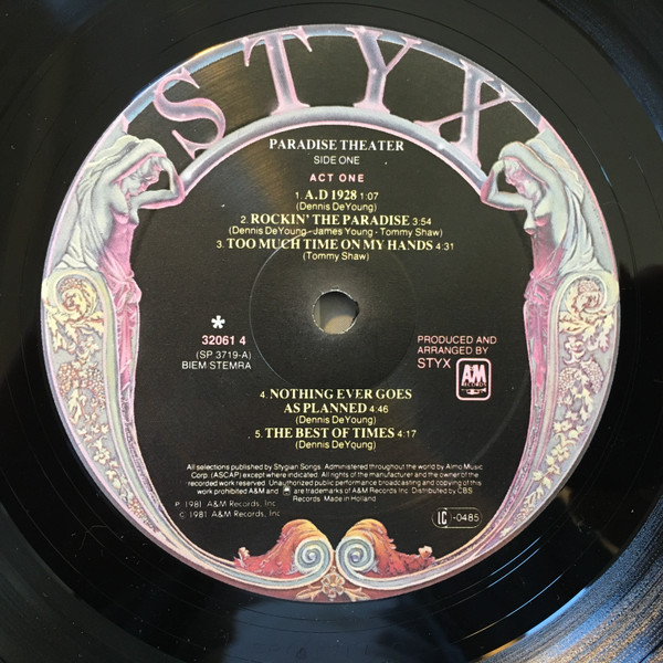 Styx - Paradise Theatre | A&M Records (32061 4) - 3 Styx - Paradise Theatre | A&M Records (32061 4) - 3