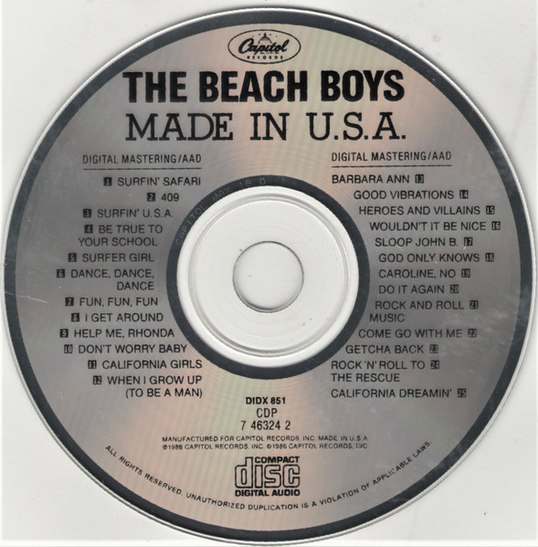 The Beach Boys - Made In U.S.A. | Capitol Records (CDP 7 46324 2) - 3 The Beach Boys - Made In U.S.A. | Capitol Records (CDP 7 46324 2) - 3