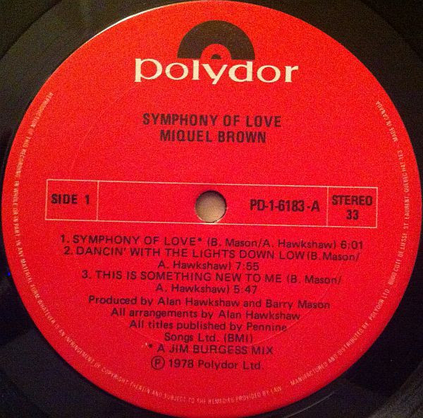 Miquel Brown - Symphony Of Love | Polydor (PD-1-6183) - 3