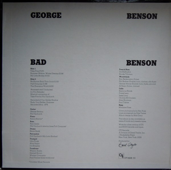 George Benson - Bad Benson | CTI Records (CTI 6045 S1) - 3
