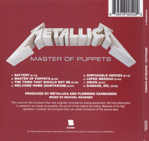 Metallica - Master Of Puppets | Blackened (BLCKND005R-2) - 3