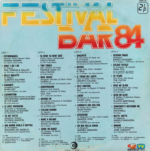 Various - Festivalbar 84 | Ricordi (TAFB 84) - 2