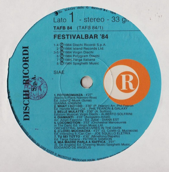 Various - Festivalbar 84 | Ricordi (TAFB 84) - 3