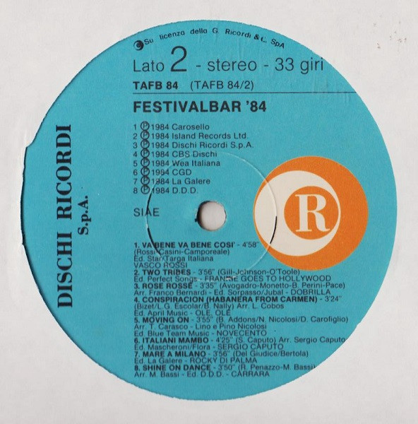 Various - Festivalbar 84 | Ricordi (TAFB 84) - 4