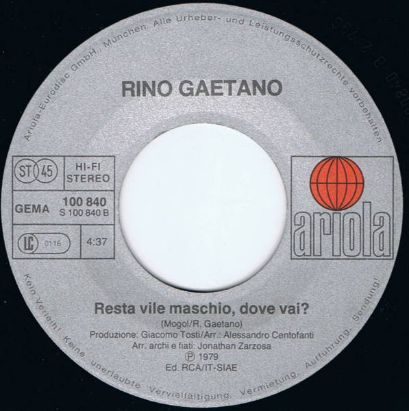 Rino Gaetano - Ahi Maria | Ariola (100 840) - 3