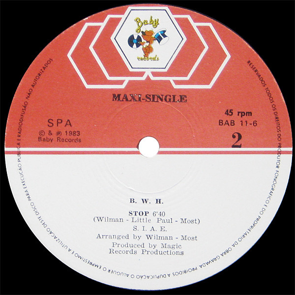 B.W.H. - Livin' Up / Stop | Baby Records (BAB 11-6) - 2