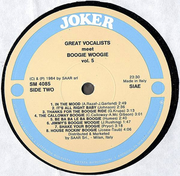 Various - The Great Vocalists Meet Boogie Woogie (Vol. 5) | Joker (SM 4085) - 3