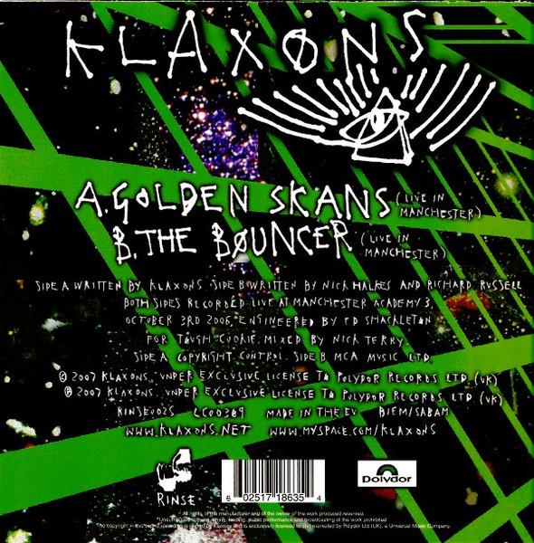 Klaxons - Golden Skans | Rinse (RINSE002S) - 2
