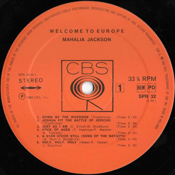 Mahalia Jackson - Welcome To Europe | CBS (SPR 32) - 3 Mahalia Jackson - Welcome To Europe | CBS (SPR 32) - 3