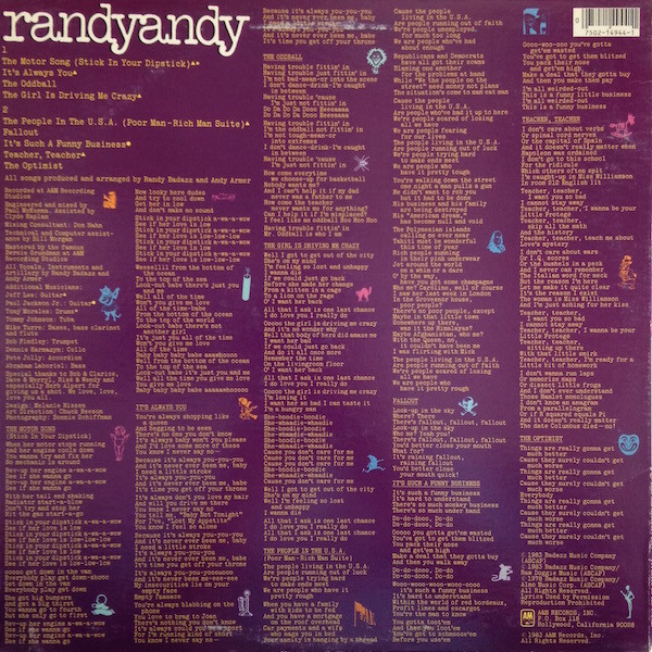 Randy Andy - Randyandy | A&M Records (SP-4944) - 2