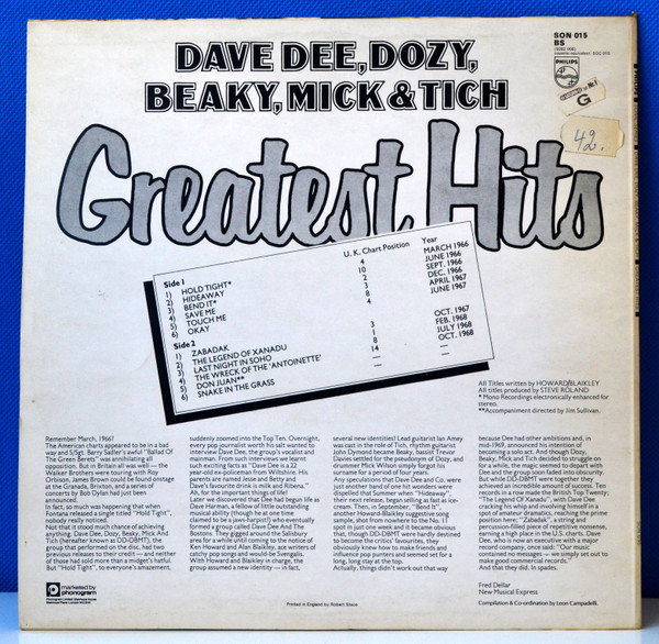 Dave Dee, Dozy, Beaky, Mick & Tich - Greatest Hits | Philips (SON 015) - 2 Dave Dee, Dozy, Beaky, Mick & Tich - Greatest Hits | Philips (SON 015) - 2