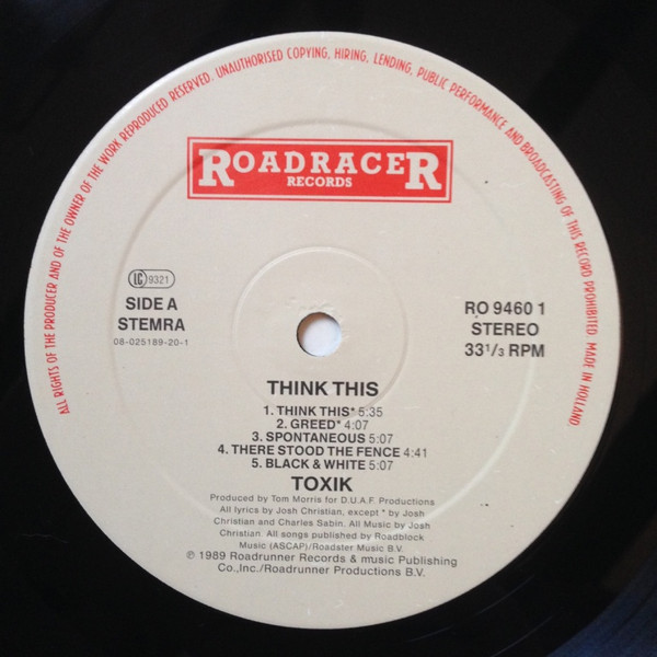 Toxik - Think This | Roadracer Records (RO 9460-1) - 3