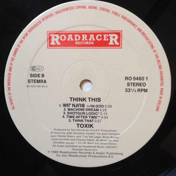 Toxik - Think This | Roadracer Records (RO 9460-1) - 4