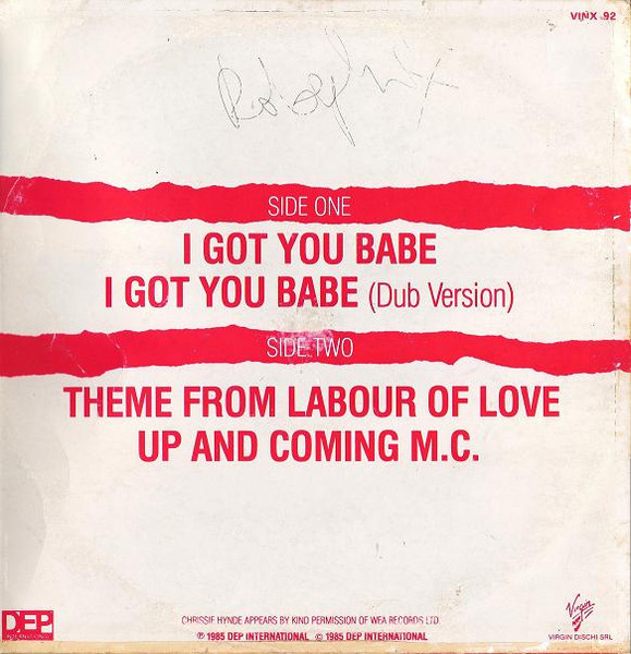 UB40 Guest Vocals By Chrissie Hynde - I Got You Babe | Virgin (VINX 92) - 2 UB40 Guest Vocals By Chrissie Hynde - I Got You Babe | Virgin (VINX 92) - 2