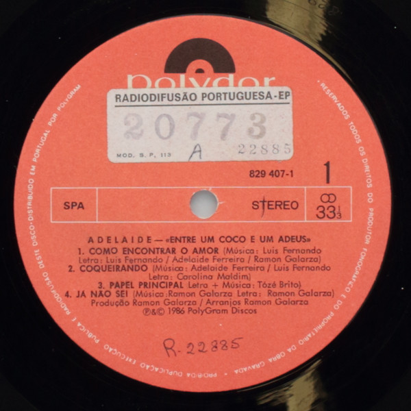 Adelaide Ferreira - Entre Um Coco E Um Adeus | Polydor (829 407-1) - 3